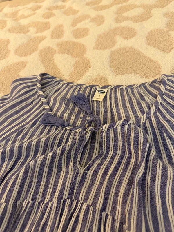 Old Navy Striped Blouse Blue White - Image 2