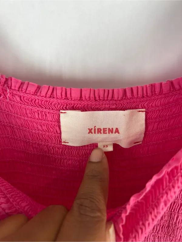 XiRENA Lorraine Pink Smocked Tie Strap Cotton Maxi Dress XS - Image 4