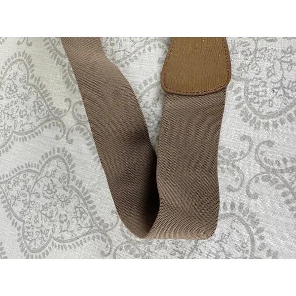 Vintage Statement Belt Womens Elastic‎ Waist 90s Retro Wide Brown Tan M/L Hook - Image 6