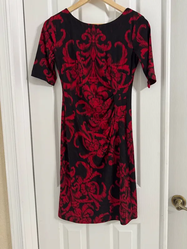 Connected Apparel Women's Elbow Sleeve Printed Sheath Dress Size 4 Petite NWOT - Image 9