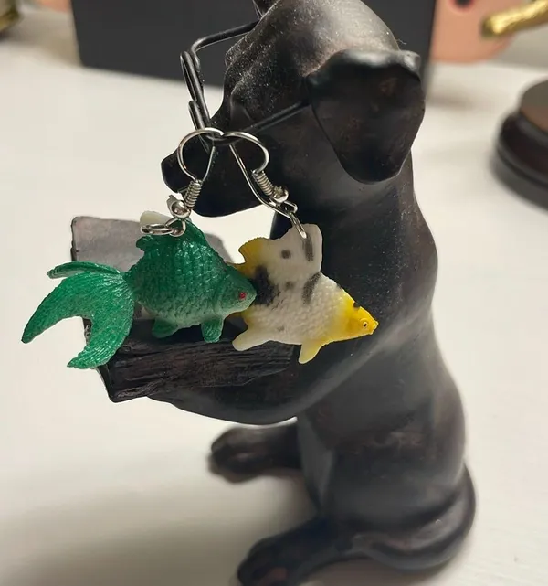 Koi Fish Dangle Earrings Green - Image 3