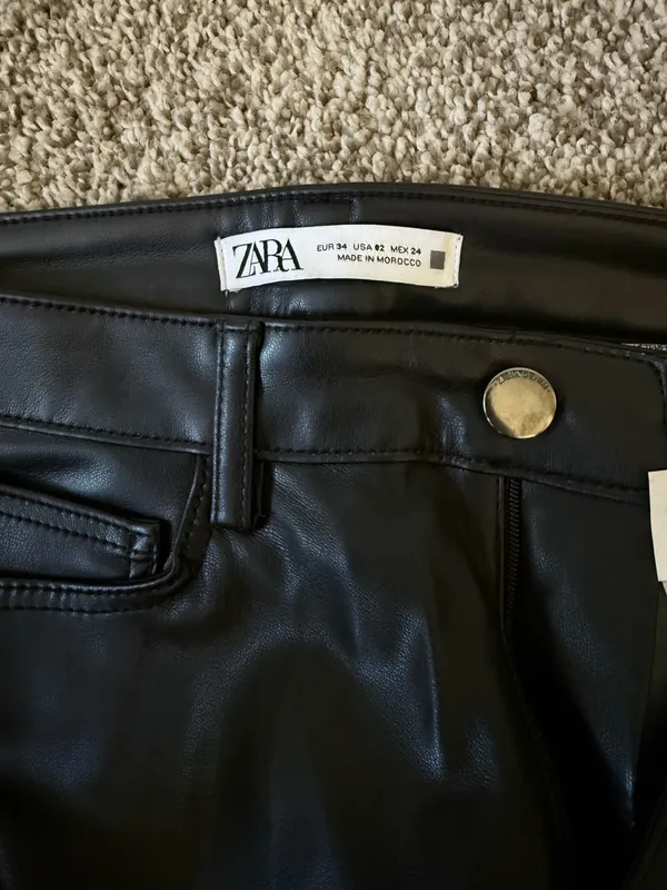 ZARA Black Leather Pants - Image 2
