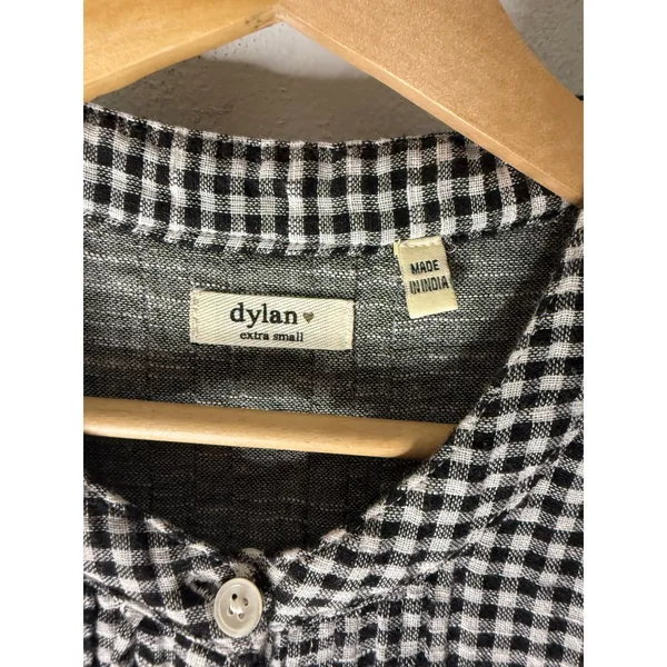 Dylan cotton short sleeve black white gingham check mini dress pockets‎ XS - Image 3