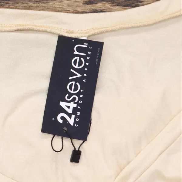 NWT 24seven Comfort Apparel V-neck Rounded Hemline Top P0202070 1X Beige Brown - Image 4