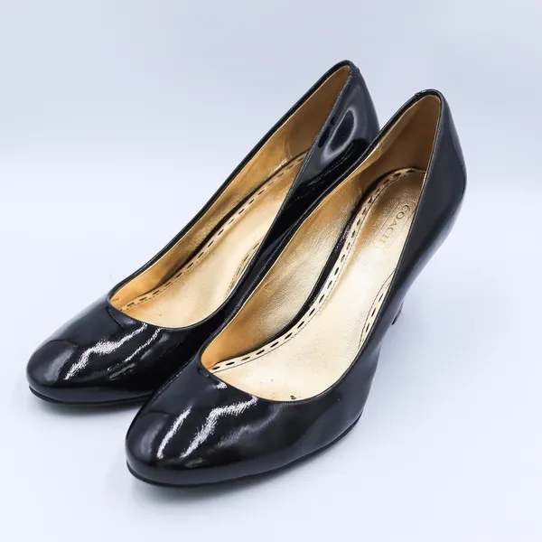 Coach Sheri Patent Leather Pumps Women 9B Black Round Toe Block Heel A3945 F2080 - Image 11