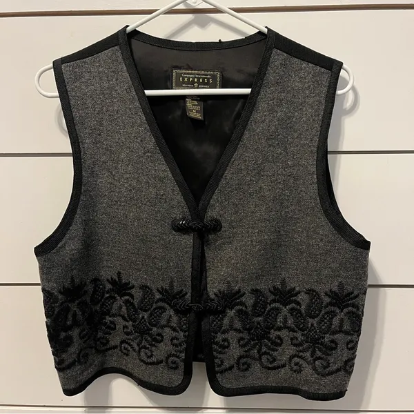 Vintage 90s Express Wool Vest Frog Tog - Image 2