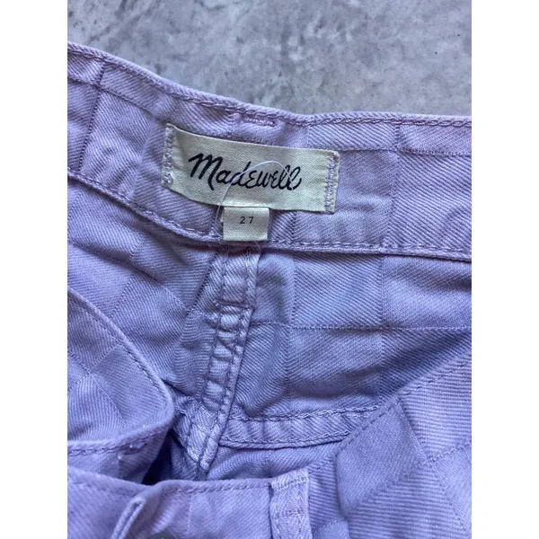Madewell Lavender Purple Checkerboard High Rise Denim Shorts 27 NK854 - Image 5