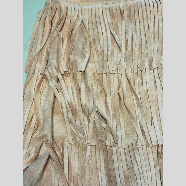 Cavender's Taupe Fringed Mini Skirt size Small New - Image 4