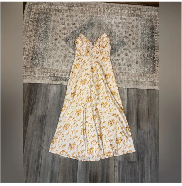 Hello Molly Floral Silk Midi Dress - Image 3