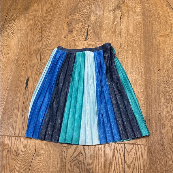 Anthropologie Maeve Sunburst Pleated Midi Skirt in Blue, Teal &‎ Silver - Image 4