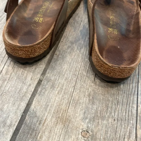 Birkenstock Brown Sandals Contoured Footbed Leather - Image 5