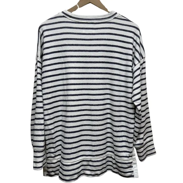Aerie Sweatshirt Oversized Sz S Blue White Stripe‎ Crewneck Pullover Terry Boho - Image 2