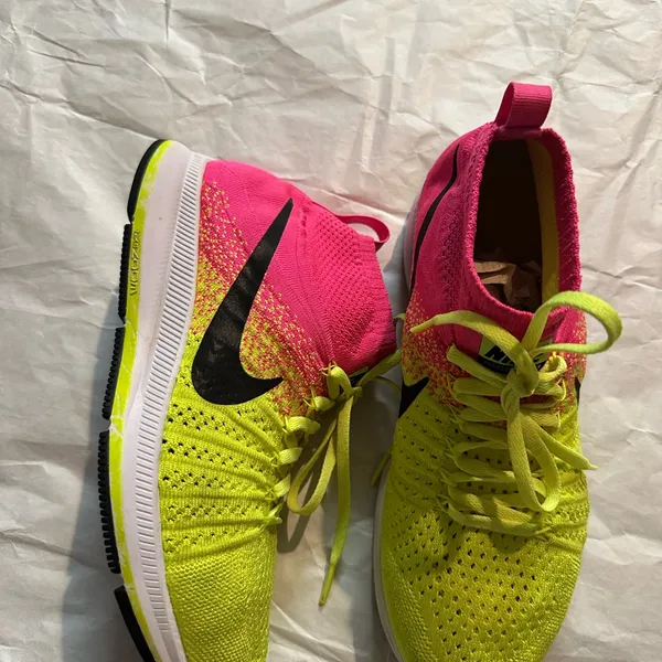 Nike Bright Pink and Lime Green Sneakers - Image 6