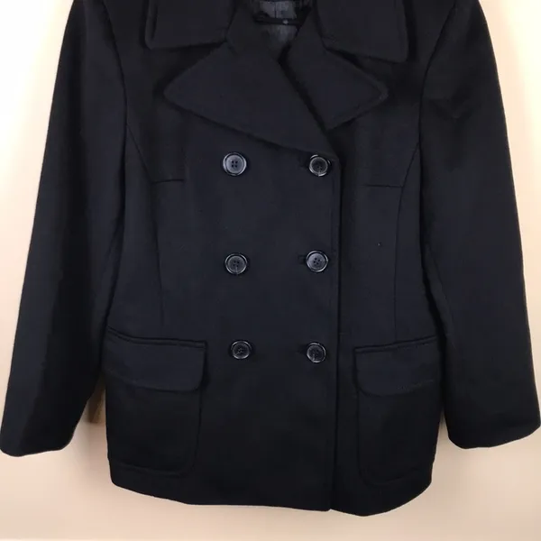 MICHAEL Michael Kors Women’s Black Wool Double-Breasted Pea Coat - Image 3