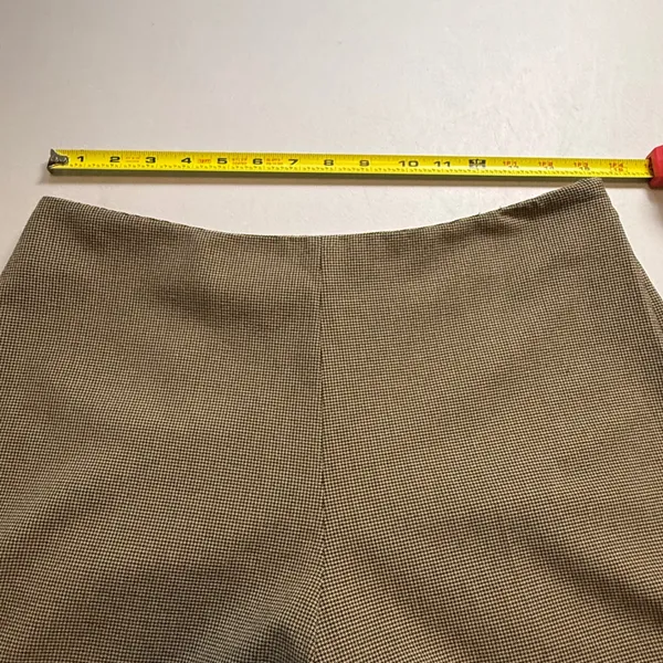 Eleven Luxe Dress Pants 10 Brown Micro Houndstooth High Waist Straight Leg Zip - Image 4
