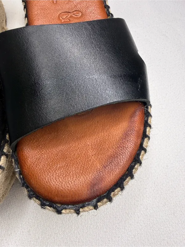 Musse & Cloud Black Leather Strap Sandals - Image 8