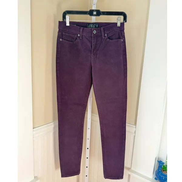Lucky Brand Brooke Legging Jeans Purple Velour Skinny Pants Size 6/28 - Image 2