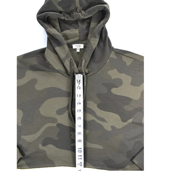 Tobi Womens Camo Cropped Hoodie Green Camouflage Bell Sleeve Pullover Small - Image 7