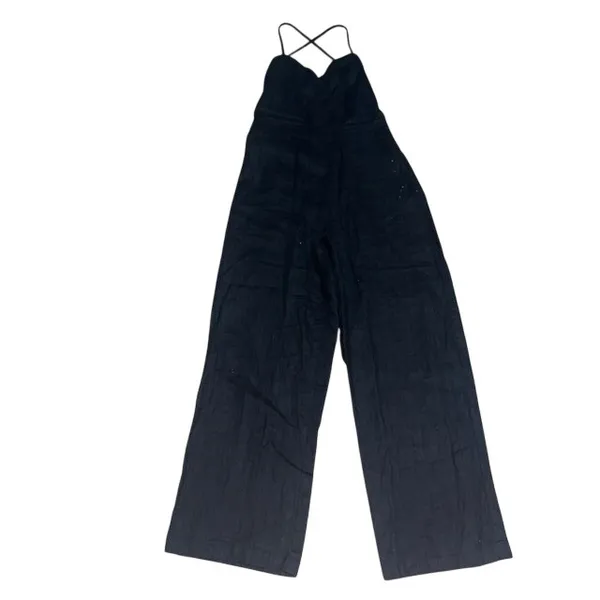 Reformation Oregano Jumpsuit Lace‎ Up Back Linen Black 2 - Image 3