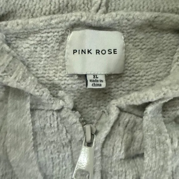 Pink Rose Zip-Up Sweater Knit - Image 2