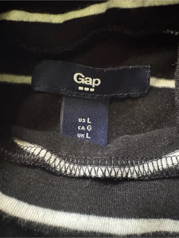 Gap Women’ Striped Black & White Long Sleeve Turtleneck Top Sz L - Image 6