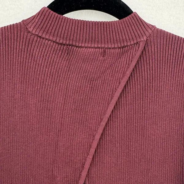 Bar III Ribbed Knit Dress Womens Large Burgundy Open Back Bodycon Midi Maxi Fall - Image 4