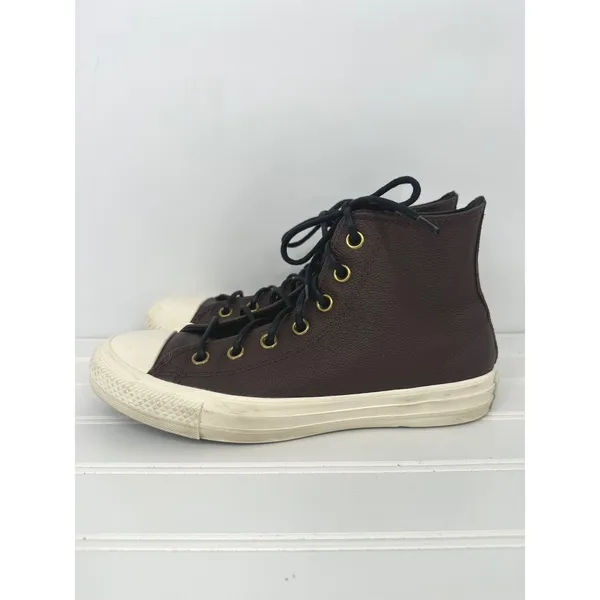 Converse Chuck Taylor All Star Leather High Top Sneakers Brown Men 5.5 Women 7.5 - Image 2