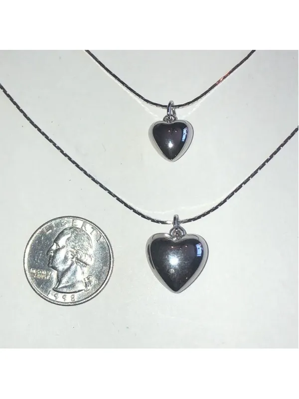 Vintage Silver Tone Dainty Heart Pendant Necklace Bracelet Set - Image 3