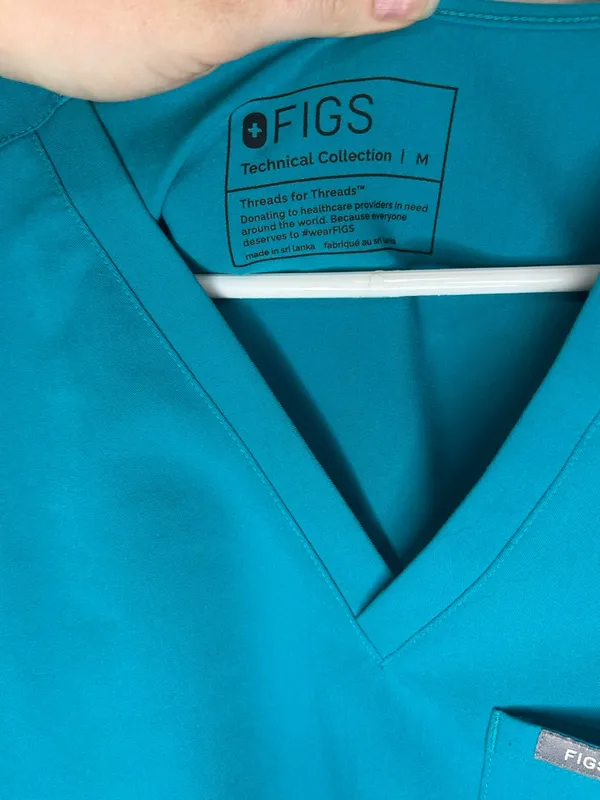 FIGS Catarina Scrub Top + Livingston Pants Set Teal Size Medium Tall - Image 8