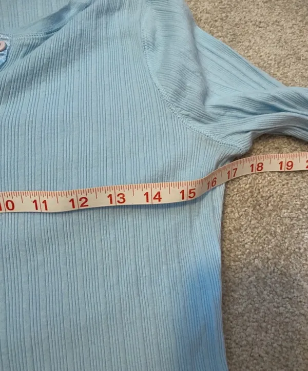 Baby Blue Y2K Ribbed Long Sleeve Henley - Image 5