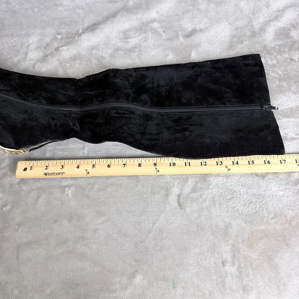 Ariz Suede Knee High Boots Glam Stiletto Pointed Toe Black Women Size 10 - Image 7