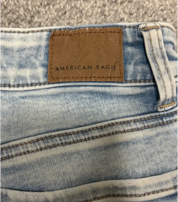 American Eagle Next Level Stretch Denim Jean Shorts High-Rise Light Wash - Image 3