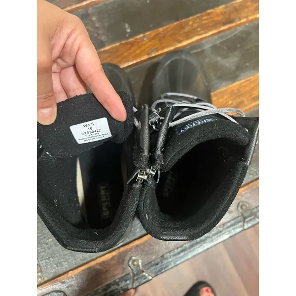 Sperry Black Suede Waterproof Duck Boots Size 10 Gorpcore - Image 3