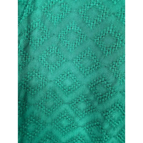 Maeve Anthropologie Emerald Green‎ Jacquard Ruched Puff Sleeve Blouse Size 0 - Image 4