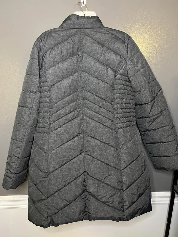 Laundry By Shelli Segal Coat Womens XL Gray Puffer Quilted Zip Hooded Jacket - Image 5