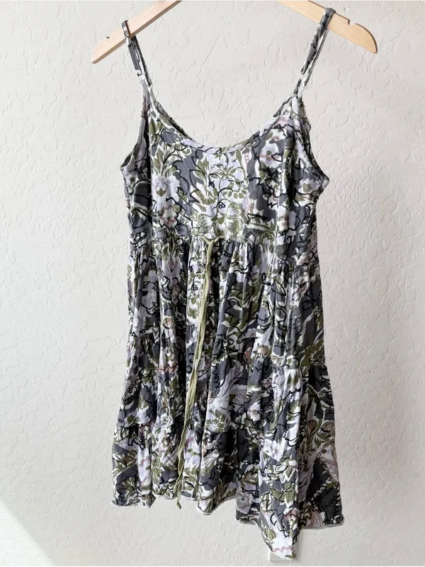 Free People Western Royalty Beaded Strappy 100% Cotton Paisley Short Sundress - Image 4