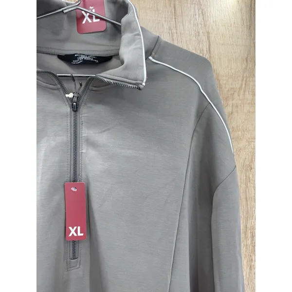 NWT Member's Mark Sandwashed Half Zip Pullover Sweatshirt Gray Women’s XL Soft - Image 3