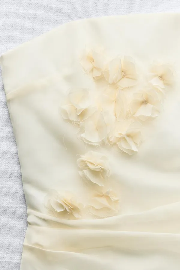 ZARA NWT White ORGANZA FLORAL DRESS. Size Small - Image 6