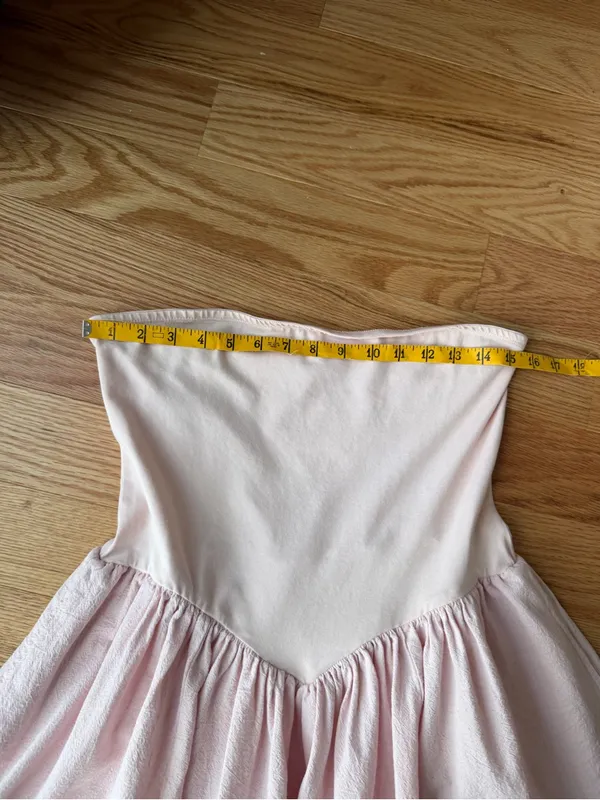 Free People Pink 100% Cotton Strapless Drop Waist Mini Dress M - Image 6