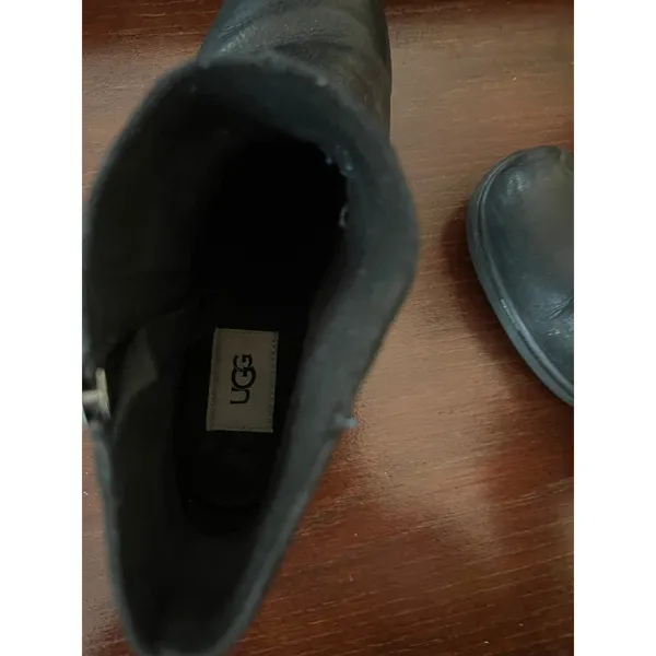 UGG Ankle Boots Women 9.5‎ Black Leather Suede Mixed Media Zipper Casual Booties - Image 7
