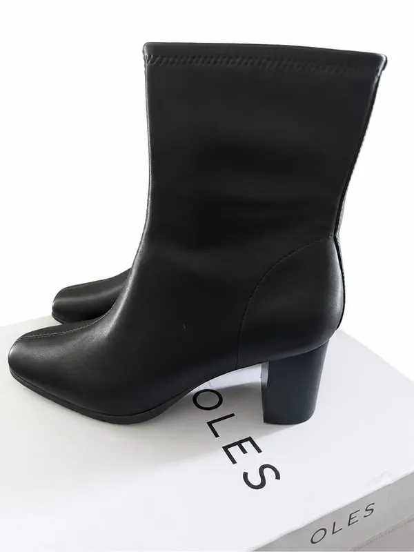 Aerosoles Women's Miley Mid-Calf Square Toe Comfy Stretch Black Boots Size 7.5 - Image 2