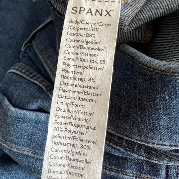 SPANX Cropped Wide Leg Jeans Patch Pocket Shape EveryWear Denim L - Image 7