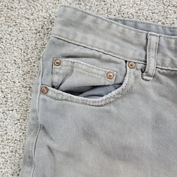 Free People Womens Cut Off Jean Shorts 26 Blue Distressed‎ Denim Button Fly - Image 11
