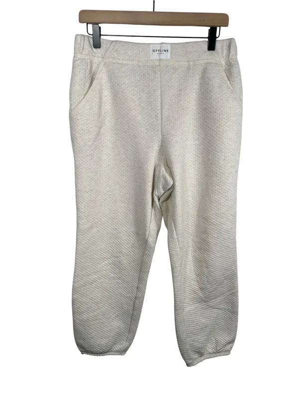 OFFLINE by Aerie Coffee Run‎ Jogger Womens M Cream Textured Sweatpants - Image 3
