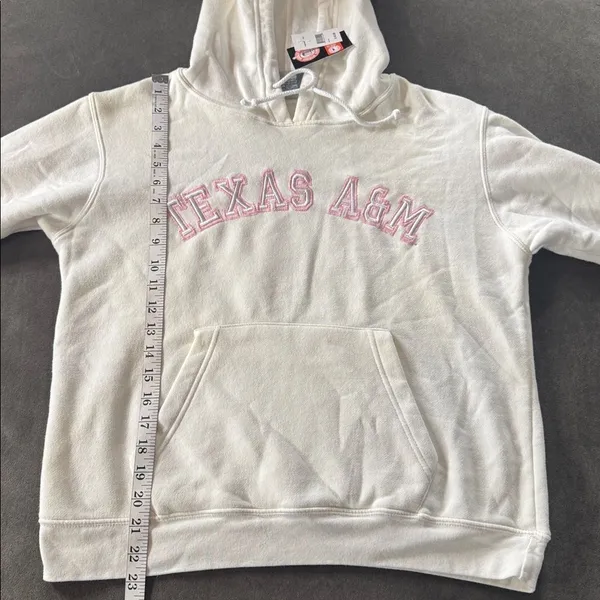 Women’s White Cream Pink Embroidered TEXAS A&M Hoodie Size L NWT - Image 6
