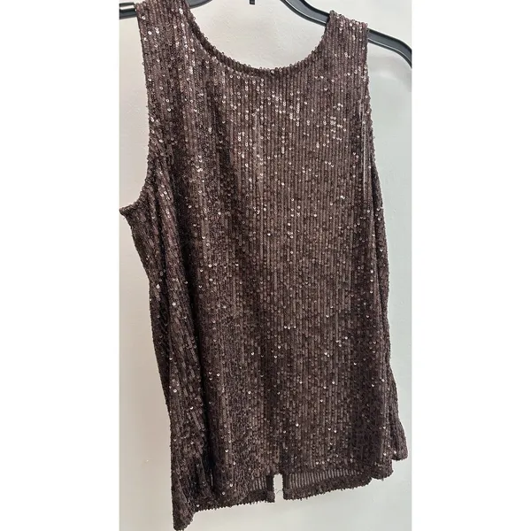 Halogen Sequin Brown Bronze Sleeveless Tank Women Small Shiny Party Cocktail - Image 2