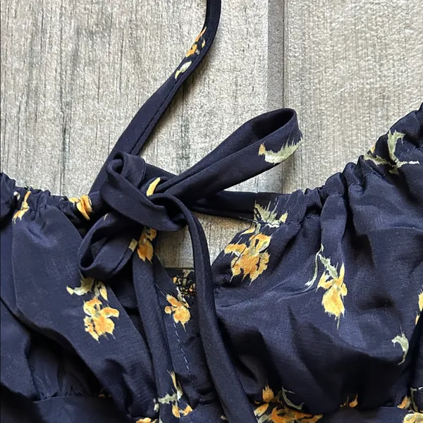 Audrey 3+1 Navy and Yellow Floral Dress - Image 3