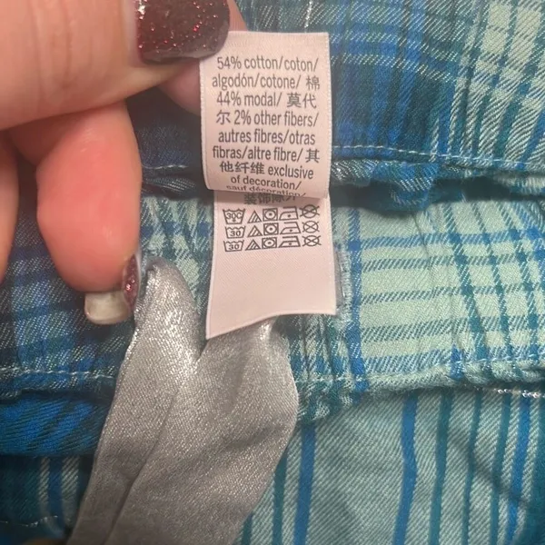 ✨VICTORIA'S SECRET Flannel Short Pajama Sz Small Shorts Sea Salt Green Plaid✨ - Image 6