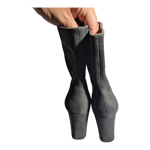 Lucky Brand Walwyn Black Leather Almond Toe Block Heel Mid Calf Boots Sz 8 - Image 4