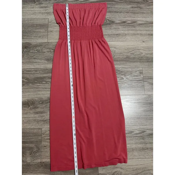Lark + Grey Maxi Dress S/M Pink Strapless Smocked‎ Waist Rose Tube Summer Beach - Image 8